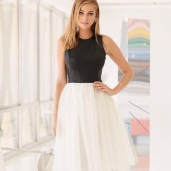 Boston Proper Tulle Faux Leather Dress 
